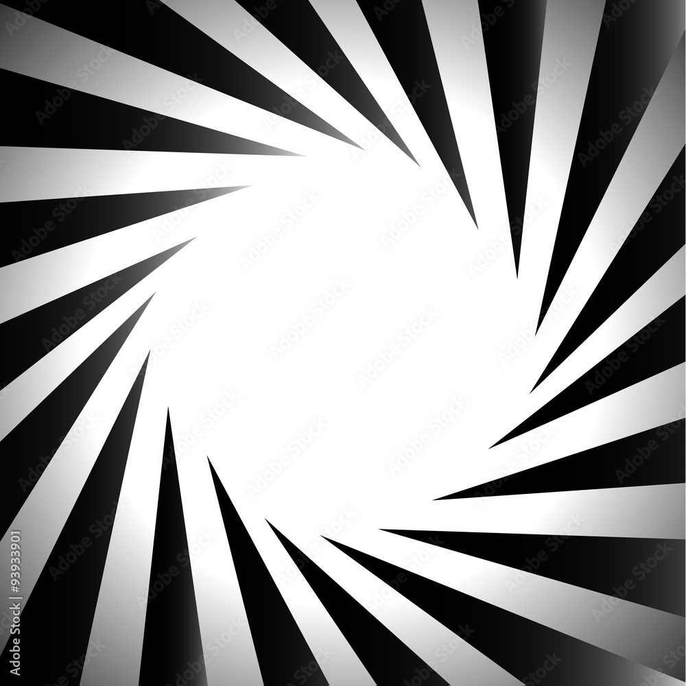 Poster abstract radial vector graphics in black and white. spiral, vort