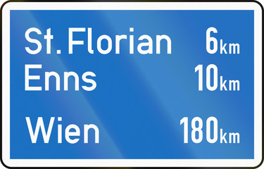 Austrian information sign 15c - route confirmatory sign on motorway or expressway