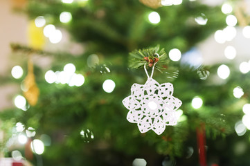 Crocheted decoration on Christmas tree