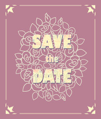 Wedding invitation cards with floral elements. Vector cards design. Wedding invitation, save the date. Vintage labels. Hand drawn floral ornaments. 