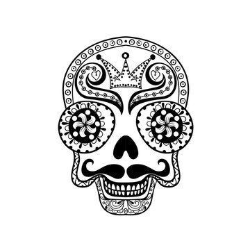 Vector  Dead Skull illustration, Hand drawn Skull in zentangle s