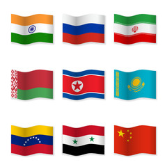 Waving flags of Russian ally countries