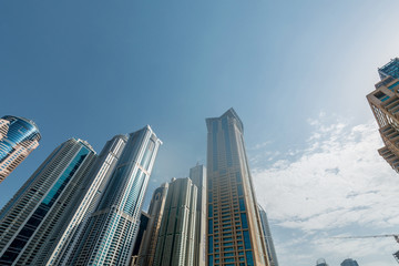 Fototapeta na wymiar Dubai - AUGUST 9, 2014: Dubai Marina district on August 9 in UAE