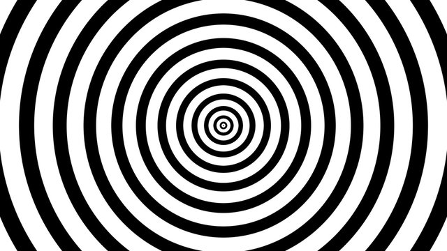 4k Black and White Seamless Looping hypnosis spiral Background.