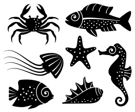 sea animal silhouettes