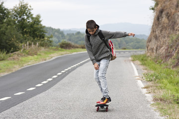 Obraz premium child with skateboard outdoors