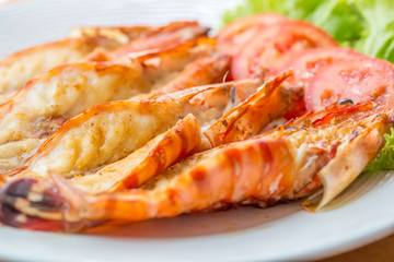 Grilled shrimp on plate