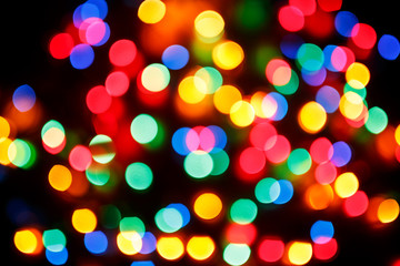 Blurred defocused multi color lights