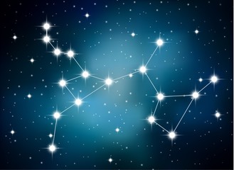 Horoscope zodiac sign of the sagittarius on the astrological space background