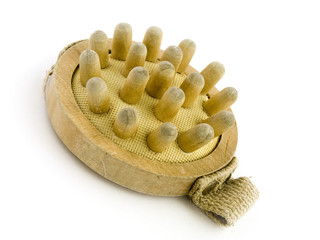 wooden massager on white background