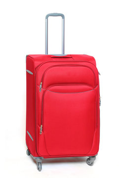 Red travel bag isolated on white background. 