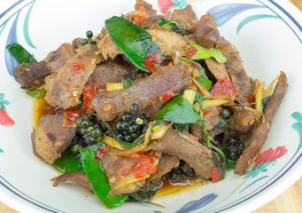 spicy fried pork with chili and fresh pepper