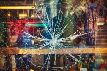 Broken shop window - 93942120