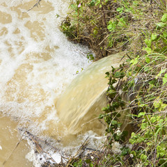 Ditch in a field after torrential rain