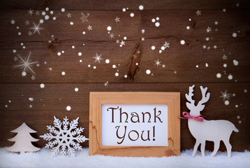 White Decoration On Snow, Thank You, Sparkling Stars