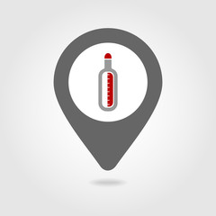Obraz premium Thermometer map pin icon