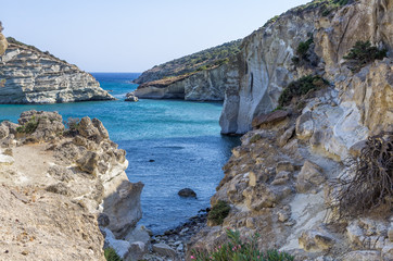 Fototapeta premium Rocky coastline in Milos island, Cyclades, Greece