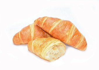  croissants isolated on white background