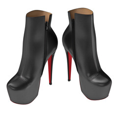 Womans leather boots. 3D graphic