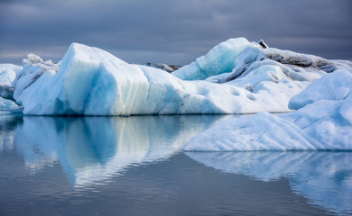 Fototapeta na wymiar Blue ice at Icelake Jokulsarlon. Iceland