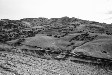 Elegant Black and White Landscape of Sicily