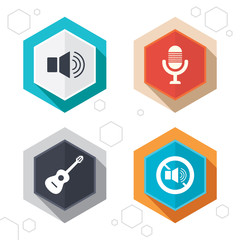 Musical elements icon. Microphone, Sound speaker