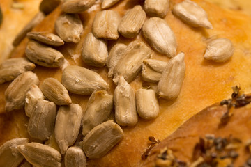 Brötchen nah, Sonnenblumenkerne