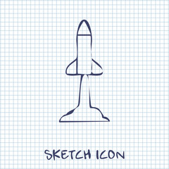 Fototapeta na wymiar Starting rocket sketch icon