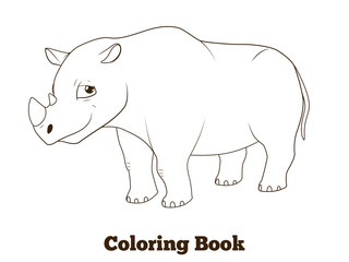 Coloring book rhino african animal cartoon 