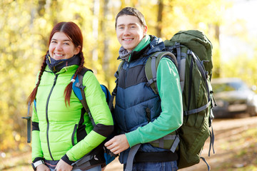 woman on hiking trip with man