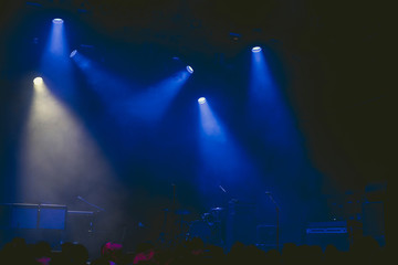 Drumkit on stage at start of a concert.