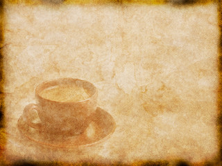 Old paper texture with cup of coffee