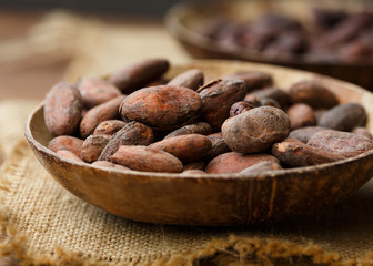 Cacao beans in a bowl