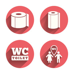 Toilet paper icons. Gents and ladies room.