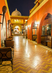 Brick street in east resort at night