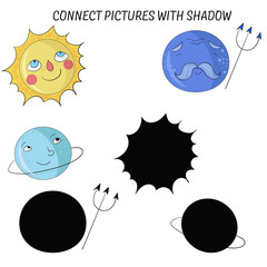 Educational game connect with shadows vector 