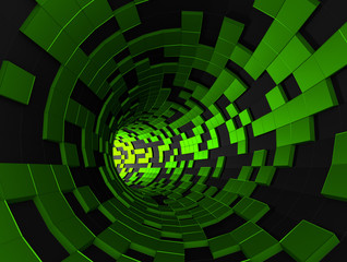 Abstract 3D Rendering of Futuristic Tunnel.