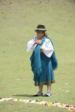 An Indian woman from Andes in traditional costume.
