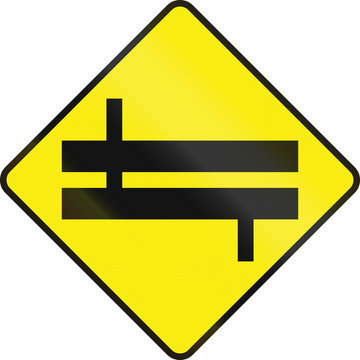 Irish road warning sign - Divided highway intersection ahead