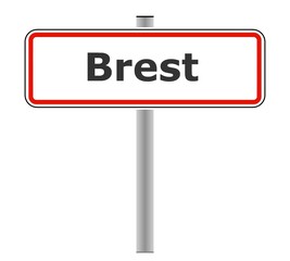 Brest sur un panneau de ville