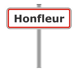 Honfleur sur un panneau de ville