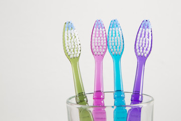 Cepillos de dientes sobre fondo blanco