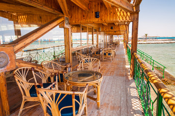 Outdoor restaurant with beautiful sea view