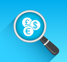 Currency Icon Magnifying Glass