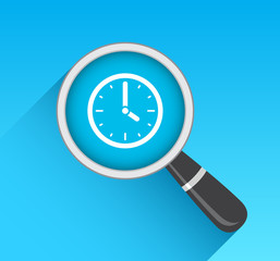 Time Clock Icon Magnifying Glass