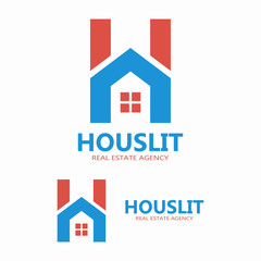 House and letter H logo template