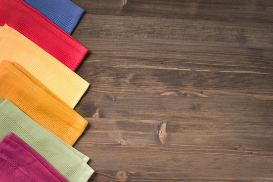 Colored napkins from  left side table wooden