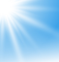 Abstract Blue Background with Sun Rays
