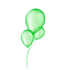 Three green balloons isolated on white background