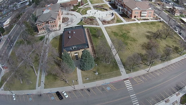 Aerial Ephraim Utah Snow College campus HD 0041